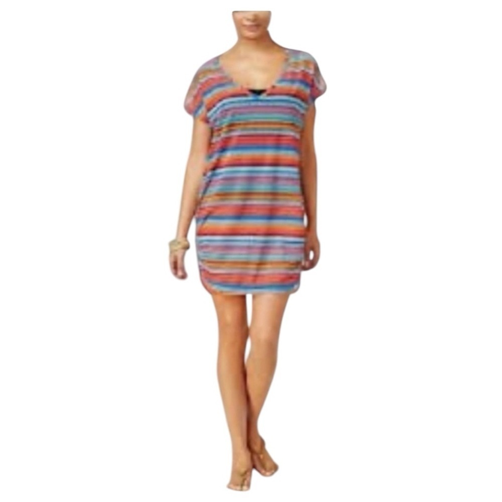 🌺ANNE COLE RUNCHED SIDES SWIM COVERUP - Picture 1 of 4